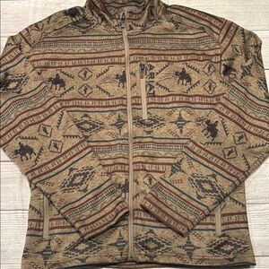 Men's Ariat Caldwell Western Print Full Zip Sweater size M brown